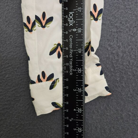 Ann Taylor LOFT Women MP White Oversized Popover Bug Print Blouse Top 1/4 Button - Picture 12 of 13